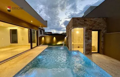 Sobrado alto padrão com 390m², 4 quartos, condomínio alphaville, em ribeirão preto/sp i imobiliária em ribeirão preto i brioni imóveis