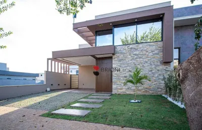 Casa térrea alto padrão com 164m², 3 quartos/suítes à venda no condomínio vivendas da mata em ribeirão preto/sp i imobiliária brioni imóveis