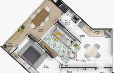 Apartamento com 1 dorm, guilhermina, praia grande - r$ 450 mil, cod: 9345