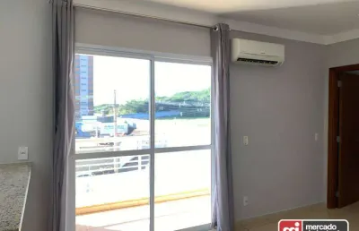 Apto. tipo flat, jd. botânico, 1 suíte, sala com sacada, garagem. piscina semiolímpica, academia, quadra de tênis, salão de festas e varanda gourmet.