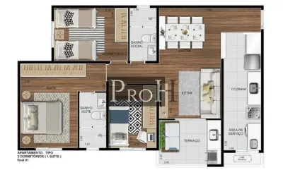 Apartamento com 3 quartos à venda no Fundação, São Caetano do Sul 