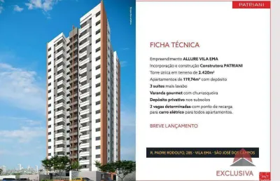 Apartamento com 3 dormitórios à venda, 119 m² por r$ 1.650.000,00 - vila ema - são josé dos campos/sp