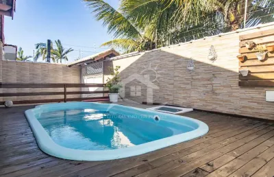 Casa térrea à venda com piscina, 3 quarto(s),  sendo 1 suíte(s)  no bairro ribamar, 200 metros da praia, peruíbe-sp