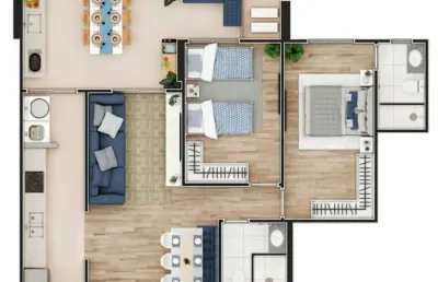Excelente apartamento no caiçara com 2 dormitórios e 1 suíte!!!