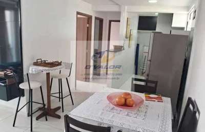 Vendo apartamento, mobiliado, com 59 m², 2 quartos s/ 1 suíte, sala p/ 2 ambientes e  vaga