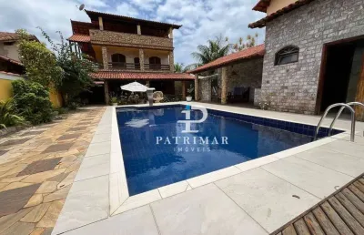 Casa c/ 3 quatos, área gourmet e piscina  à venda, 432 m² por r$ 695.000 - jardim atlântico central - maricá/rj