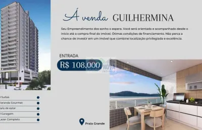 Apartamento com 3 quartos sendo 1 suíte, 2 banheiros, 2 vagas, bairro guilhermina - praia grande