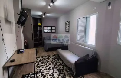 Sala living reformada próxima à praia em são vicente
