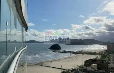 Apartamento mobiliado com 53m², 1 dormitório, sala e vaga de garagem frente para o mar em gonzaga