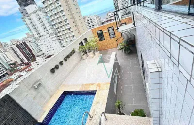 Cobertura com 4 dormitórios à venda, 380 m² por r$ 3.900.000,00 - pompéia - santos/sp