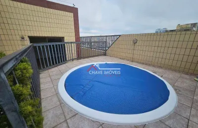 Cobertura com 177 m2, 3 dormitórios, 2 vagas de garagem, piscina, na aparecida - santos/sp