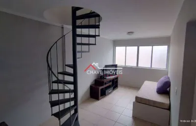Cobertura com 1 dormitório, 108 m² - venda por r$ 480.000,00 ou aluguel por r$ 3.750,02/mês - josé menino - santos/sp