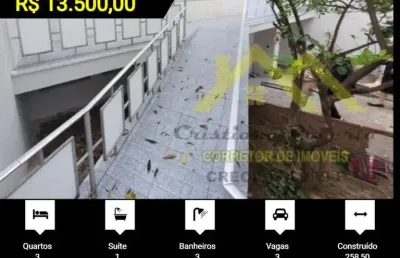 Casa para locação em guarulhos, jardim maia, 3 dormitórios, 1 suíte, 3 banheiros, 3 vagas