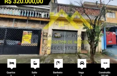 Casa para venda em guarulhos, jardim bela vista, 2 dormitórios, 1 suíte, 1 banheiro, 1 vaga