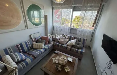 Apartamento mobiliado | 2 dormitórios | vista para o mar | itararé - são vicente | aluguel r$ 3.500