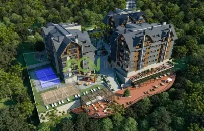 Apartamentos com 1 dormitório, ou 2 suítes, coberturas duplex, com a maior infraestrutura de lazer de prédio residencial de gramado