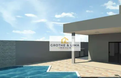 Linda casa em construção - condomínio fechado - 03 dotmitórios, suíte master, piscina - espaço gourmet