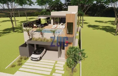 Sobrado à venda em paulínia, parque brasil 500, com 3 suítes, com 271.22 m², residencial santorini