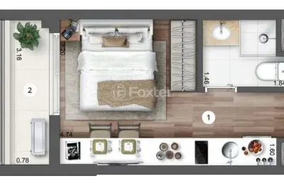 Apartamento com 1 quarto à venda na rua alexandre dumas, 330, chácara santo antônio, são paulo, 28 m2 por r$ 350.000