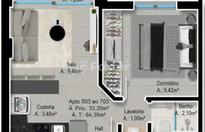Apartamento com 1 quarto à venda na avenida joão pessoa, 553, centro histórico, porto alegre, 33 m2 por r$ 441.000