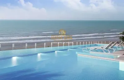 Frente mar! r$ 267 mil de entrada, 3 dorm, 2 suítes, varanda gourmet