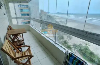 Frente mar!! vista mar  1 domitório todo mobiliado varanda gourmet só 465 mil