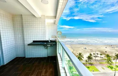 Frente mar! pronto para morar fino acabamento 2 dormts 1 suíte varanda gourmet