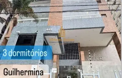 Locação definitiva sem caução,  guilhermina,  maravilhoso 3 dormt, 2  vagas