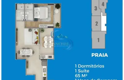 Apartamento com 1 quarto, balneário flórida, praia grande - r$ 395 mil, cod: 6463