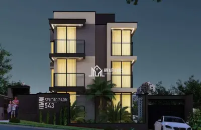 Studio park guabirotuba com 21 metros privativos, com 1 quarto e cozinha integrados, sacada e banheiro social