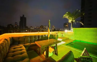Maravilhosa cobertura duplex porteira fechada a poucos metros da praia - 209m² úteis - 03 suíte - 05 w.c - 02 vagas - piscina+lounge+ espaço gourmet