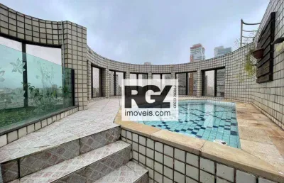 Cobertura com 4 dormitórios à venda, 394 m² por r$ 2.850.000,00 - boqueirão - santos/sp