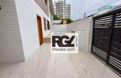 Sobrado novo, 03 dormitórios, área gourmet com piscina. vila belmiro, santos