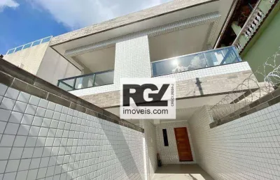 Casa nova com varanda e churrasqueira, 03 suítes - campo grande, santos