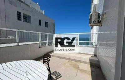 03 suítes impecáveis, 100m² de sacada com vista mar! praia das pitangueiras, guaruja