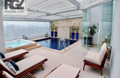 Cobertura com 4 dormitórios à venda, 680 m² por r$ 10.000.000,00 - ponta da praia - santos/sp