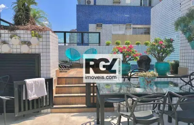 Cobertura com 4 dormitórios à venda, 270 m² por r$ 3.400.000,00 - boqueirão - santos/sp
