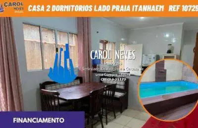 Casa 2 dormitórios piscina churrasqueira financiamento lado praia itanhaém