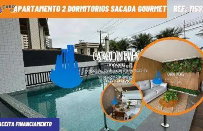 Apartamento 2 dormitorios sacada gourmet piscina lado praia praia grande