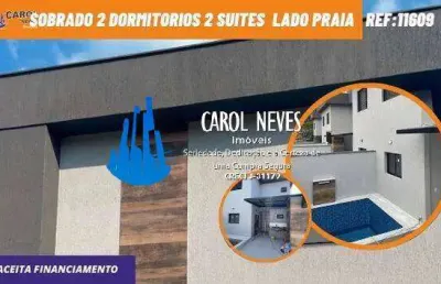 Sobrado 2 dormitorios 2 suites  lado praia financiamento itanhaem