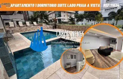 Apartamento 1 dormitorio suite lado praia a vista praia grande