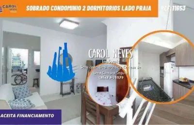 Sobrado condominio 2 dormitorios lado praia financiamento praia grande