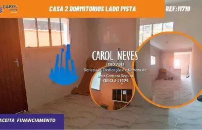Casa 2 dormitorios lado pista financiamento bancario mongagua jussara