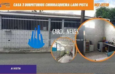 Casa 3 dormitorios churrasqueira lado pista a vista mongagua