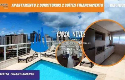 Apartamento 2 dormitorios 2 suites lado praia financiamento praia grande