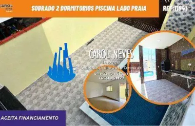 Sobrado 2 dormitorios piscina lado praia financiamento  bancario itanhaem