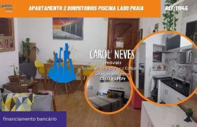 Apartamento 2 dormitorios piscina lado praia financiamento praia grande