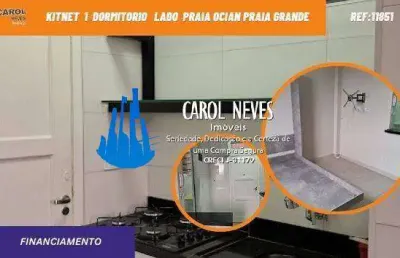 Kitnet 1 dormitorio lado  praia financiamento bancario praia grande