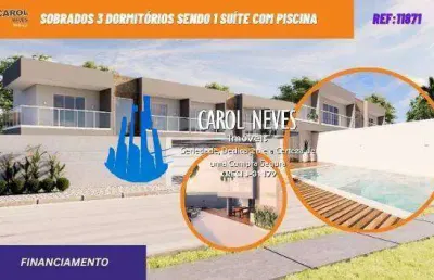 Sobrado 3 dormitorios 1 suite piscina financiamento bancario itanhaem