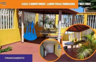 Casa 3 dormitorios churrasqueira lado praia financiamento mongagua